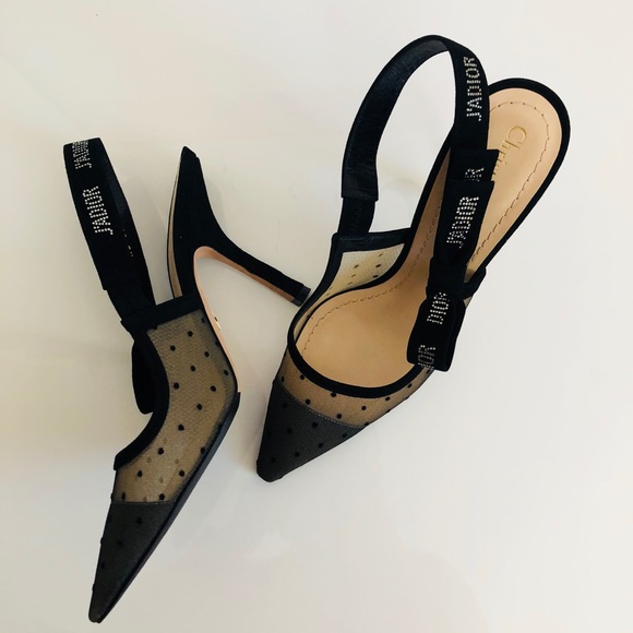 J'ADIOR SLINGBACK NUDE BLACK SWISS W/ RHINESTONES - Picture 3 of 8